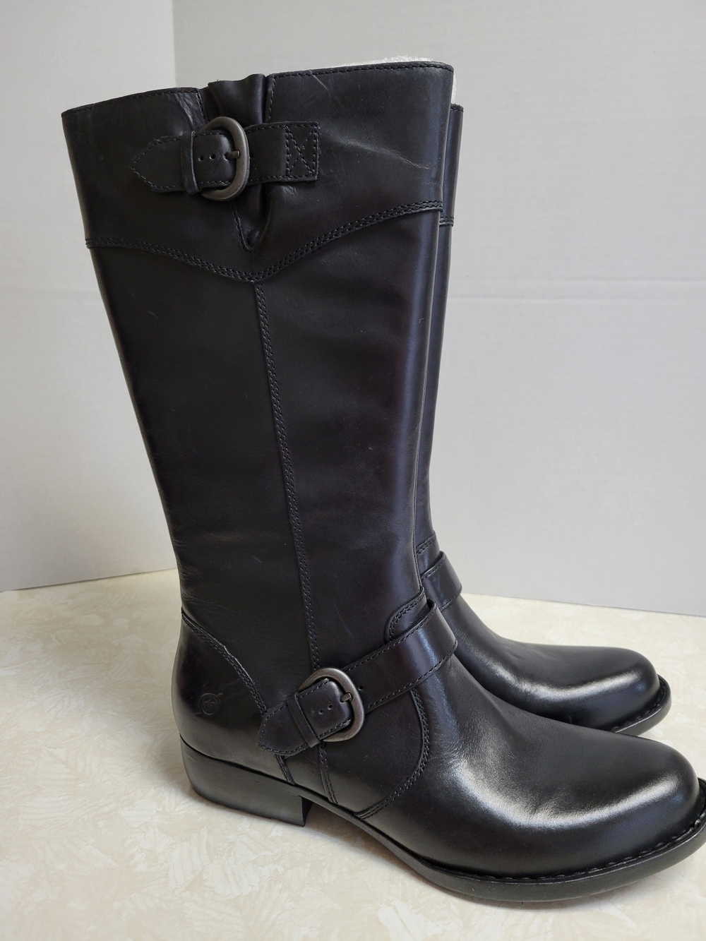 Born Jonesi Black Knee-High Heeled Boots US 9.5